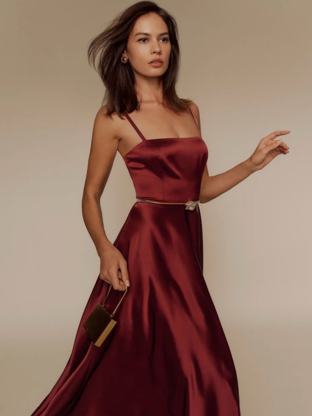 Reformation Gracen Satin Dress Red - Size 6